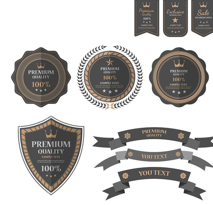 多款欧式黑色标签标贴图片