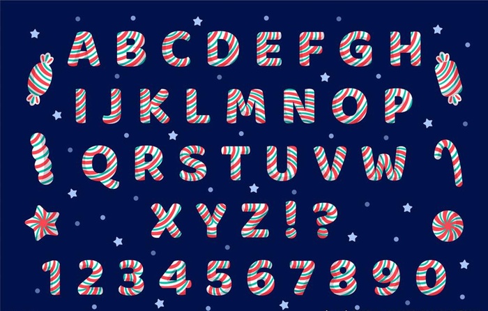 条纹糖果字母图片