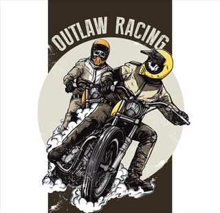 手绘复古矢量摩托图片