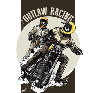 手绘复古矢量摩托图片