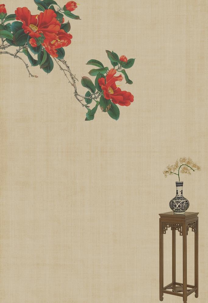 中国工笔画合成背景模板图片