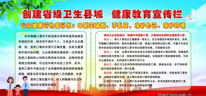 健康教育宣传栏图片(6236x3118)psd模版下载