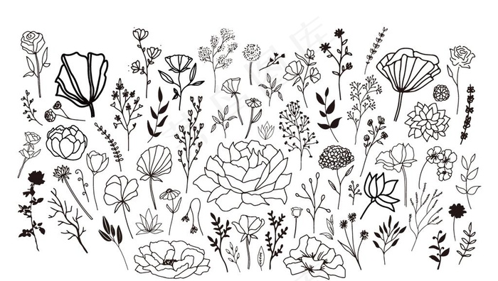 可爱小花枝画稿图片