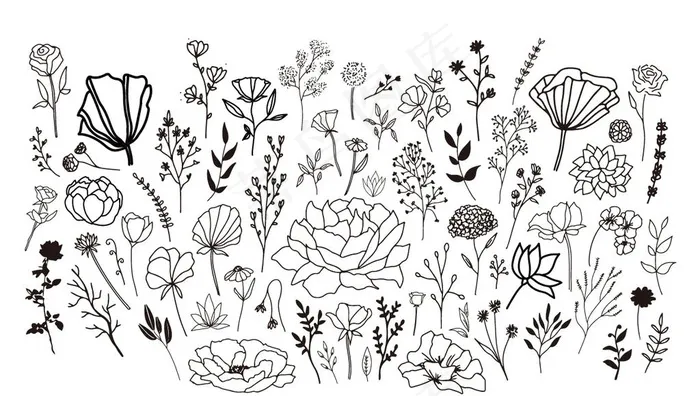 可爱小花枝画稿图片