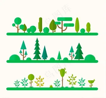 自然树木风景矢量图片