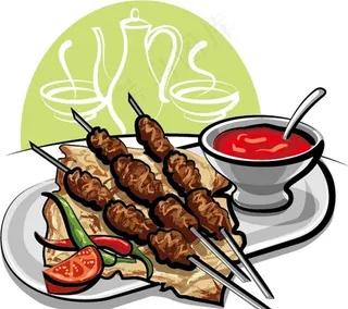 烧烤插画图片