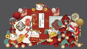 百日宴 背景板图片