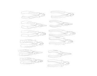 钳子手绘线图图片