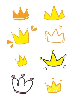 手绘可爱荣耀金色皇冠装饰手账素图片