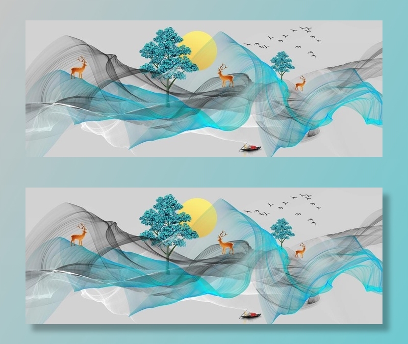 新中式线条装饰画图片(4110x1701)psd模版下载