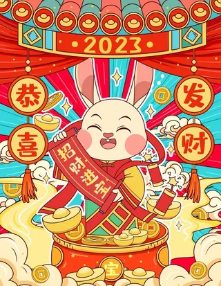 2023兔年海报插画图片