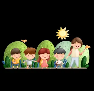 老师带领学生一起春游图片