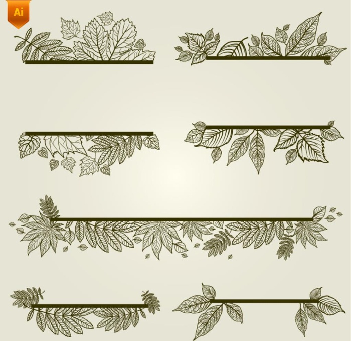 手绘树叶植物分割线图片