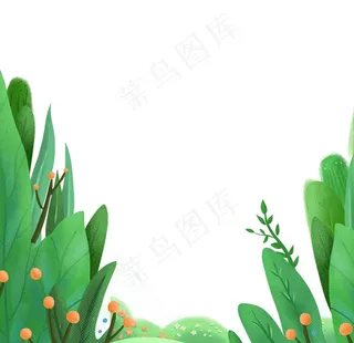 绿色插画春季装饰元素图片