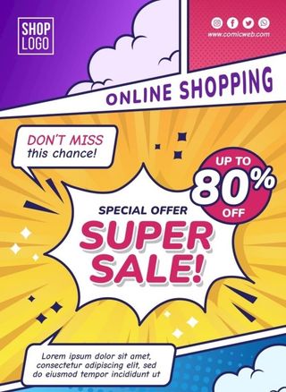 漫画风促销海报图片