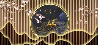 圆形麋鹿玄关装饰画图片