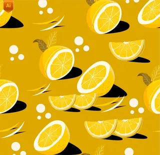 切开的柠檬插画图案图片
