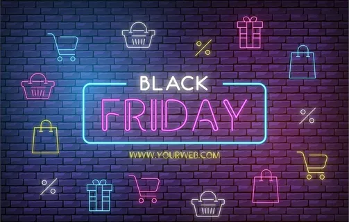 电商购物霓虹灯墙面背景图片