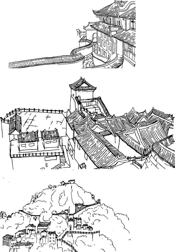武当山手绘图图片cdr矢量模版下载