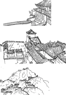 武当山手绘图图片 武当山手绘图图片