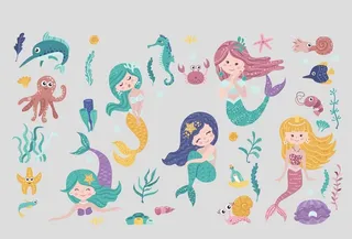 卡通美人鱼图片