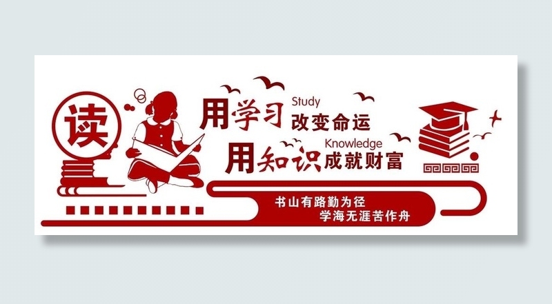 矢量读书校园文化墙图片cdr矢量模版下载