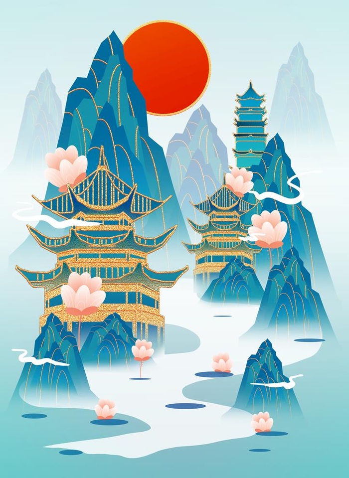 国潮风背景 图片(2480x3508)psd模版下载