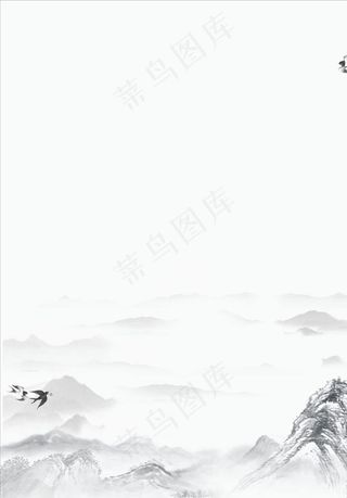 中国风山水水墨画古风国画复古图片