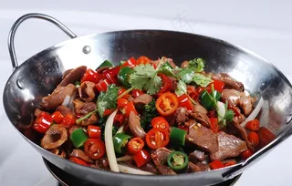 干锅小炒鸡杂图片