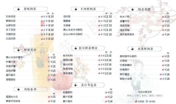奶茶菜单图片ai矢量模版下载