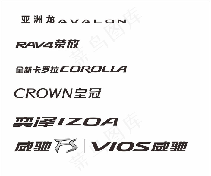一汽丰田车型名称图片cdr矢量模版下载