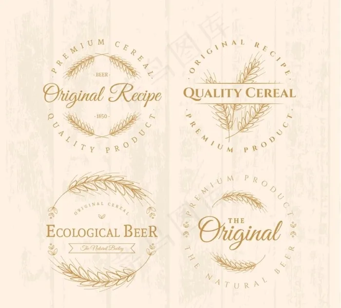 手绘啤酒标签图片ai矢量模版下载