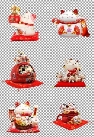 可爱陶瓷招财猫图片