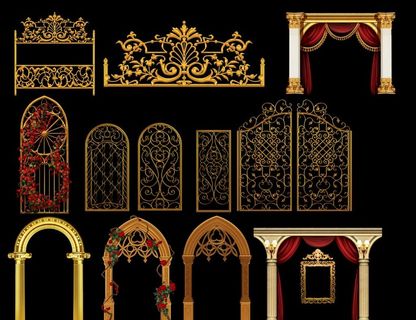 欧式婚礼素材手绘道具图片