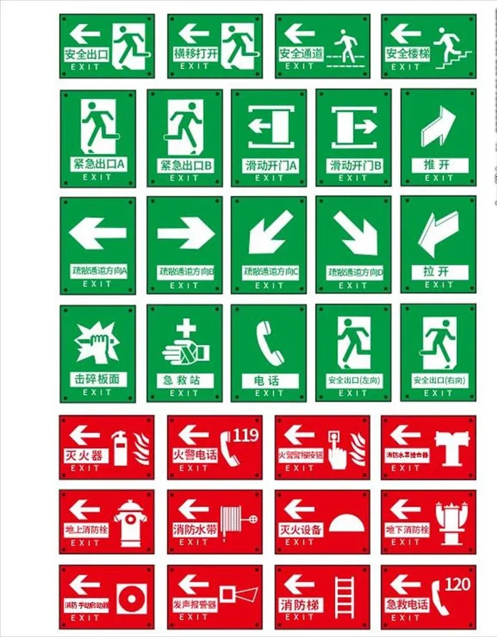 消防器材指示安全标识图片cdr矢量模版下载