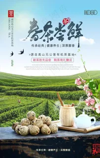 绿色春天清明新茶上市海报图片
