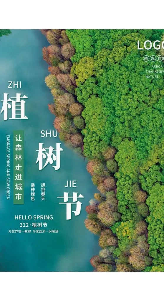 简约大气创意植树节森林海报图片