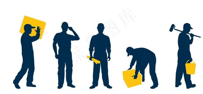 工人剪影图片ai矢量模版下载