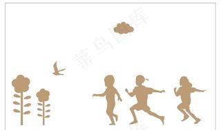 儿童嬉戏剪影图片