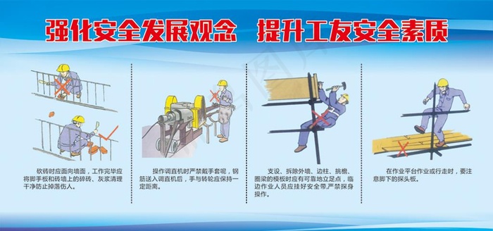 安全施工漫画展板图片cdr矢量模版下载