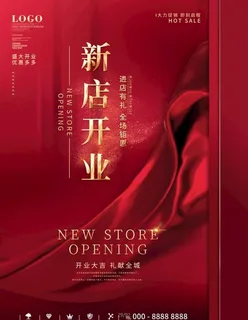 红色简约大气新店开业图片