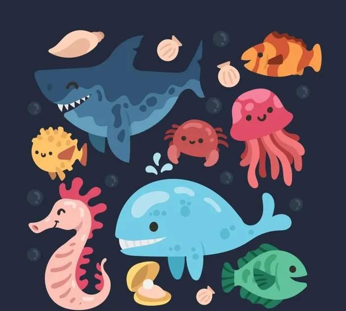 海洋生物图片ai矢量模版下载