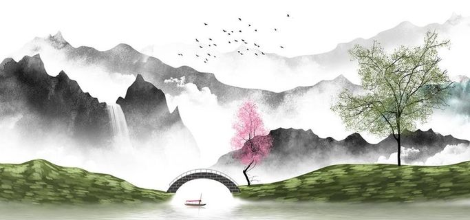 水墨背景墙图片