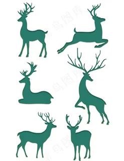 鹿奔跑的鹿国潮剪影图片