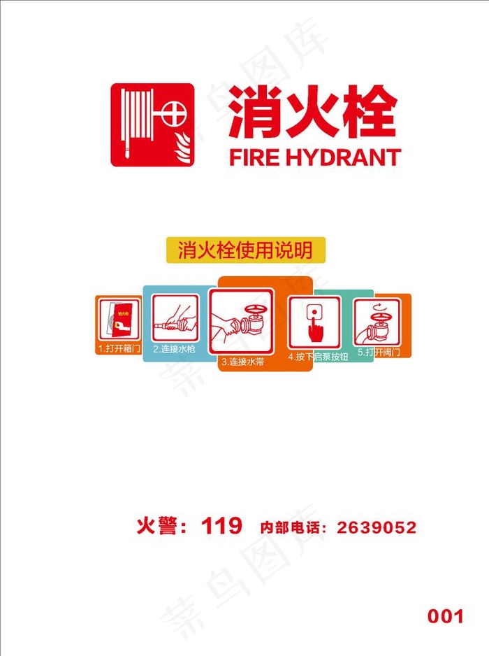 消火栓 使用说明图片ai矢量模版下载