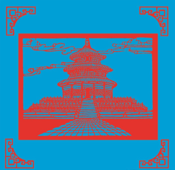 天坛剪纸图片ai矢量模版下载
