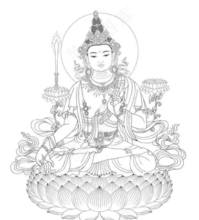 文殊菩萨白描图片 文殊菩萨白描图片