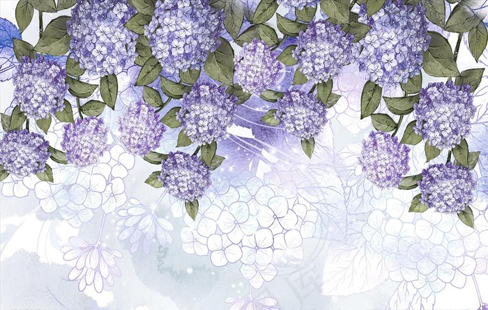 绣球花背景墙图片