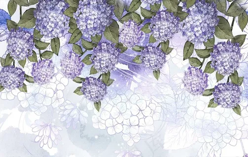 绣球花背景墙图片 绣球花背景墙图片