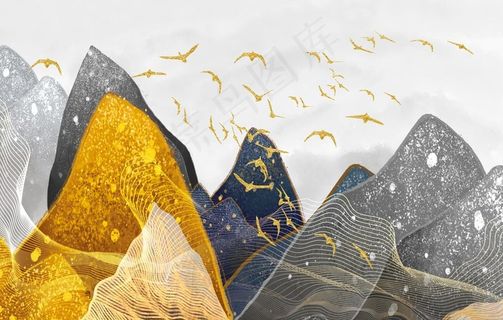 山水画 中式背景墙 装饰画 新图片